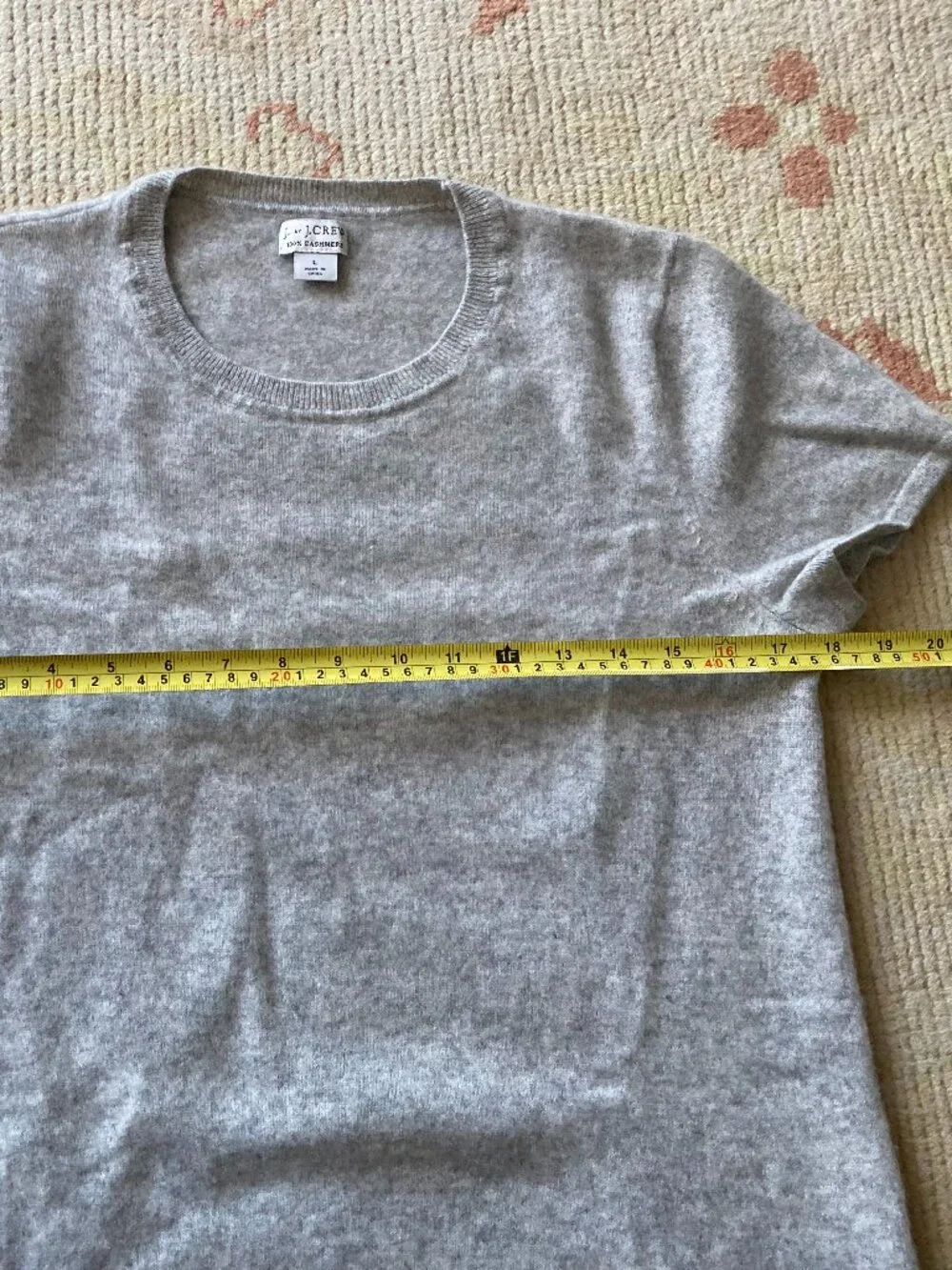 J Crew 100% Cashmere Tee, Light Gray, size large - Picture 5 of 6